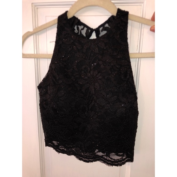 Two Piece Black Lace and Floral Prom Dress Windsor - Picture 3 of 8